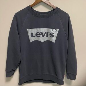 Levi's Charcoal Grey Sweatshirt Sparkling Silver Logo Youth 14-16 or Women Large